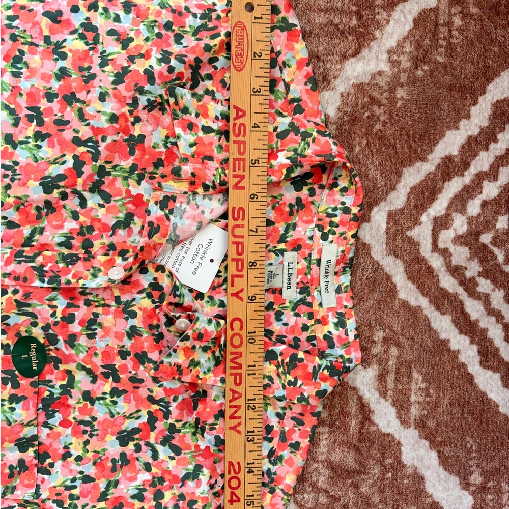 BRAND NEW- L.L. Bean Floral Button Down Shirt - Red and Green - Picture 3 of 5